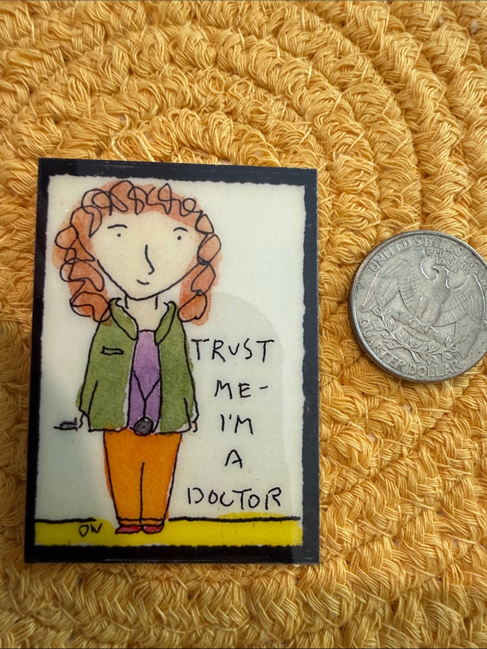 Trust Me I'm a Doctor refrigerator, magnet . Green, Orange, Purple Illustration
